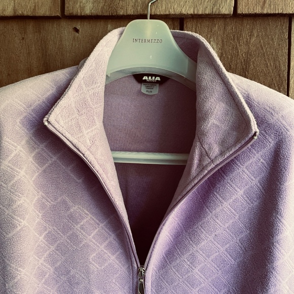 Alia Petite Structured Checkered Fleece Jacket Lilac Full Zip Long Sleeve PL/G - Picture 4 of 14